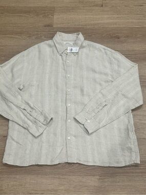 NWT Abercrombie & Fitch Summer Linen Blend Button Down Shirt Men’s XL Beige